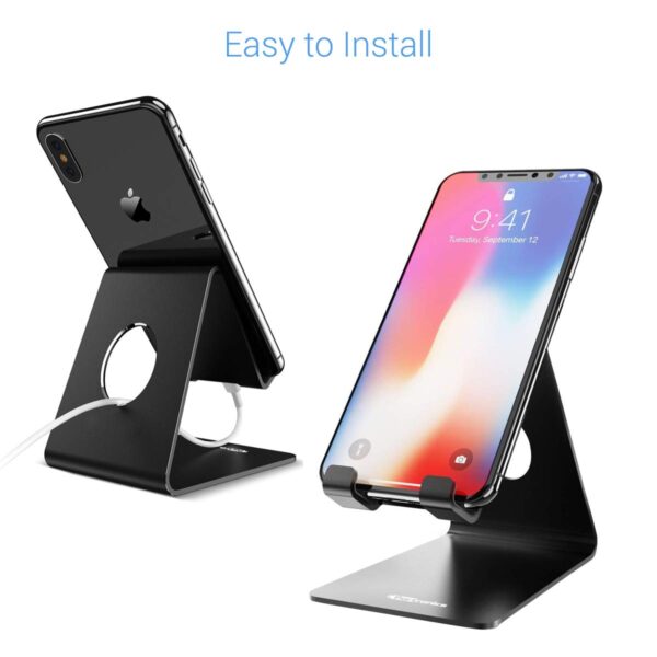 1733337300 Portronics MODESK Universal Mobile Holder Stand with Metal Body Anti Skid Design Light Weight for All Smartphones Tablets Kindle iPadBlack