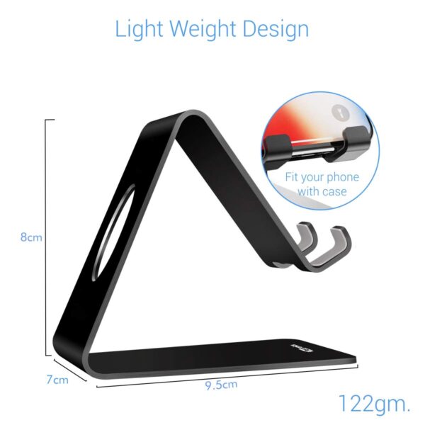 1733337316 Portronics MODESK Universal Mobile Holder Stand with Metal Body Anti Skid Design Light Weight for All Smartphones Tablets Kindle iPadBlack