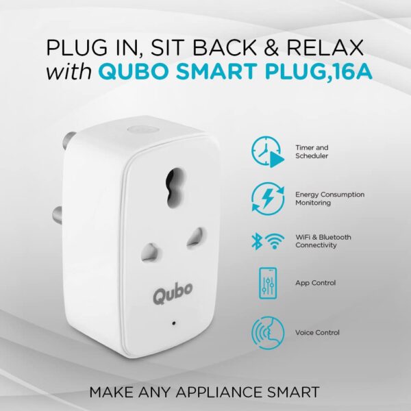 1733368068 QUBO 16A Wifi BT Smart Plug from Hero Group Energy Monitoring Suitable for large appliances like ACs Geysers Water Pumps Voice Control with Amazon Alexa and Google Assistant