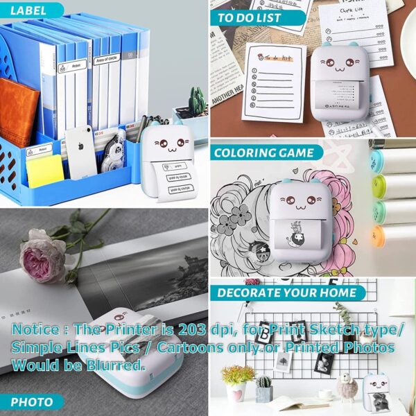 1733419609 Toy Imagine Mini Portable Thermal Printer Wireless Bluetooth Label Printer Paper Photo Pocket Thermal Printer 57mm Sticker Notes Print