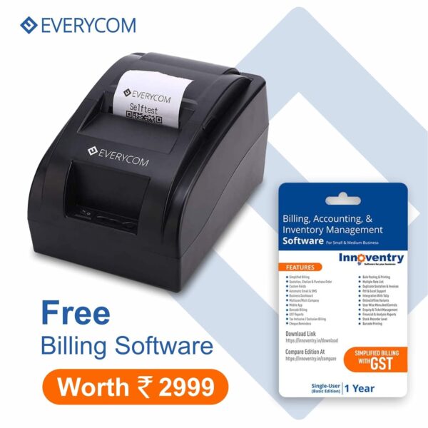 1733492388 Everycom EC 58 58mm 2 Inches Direct Thermal Printer Monochrome Desktop 1 Year Warranty USB Bluetooth