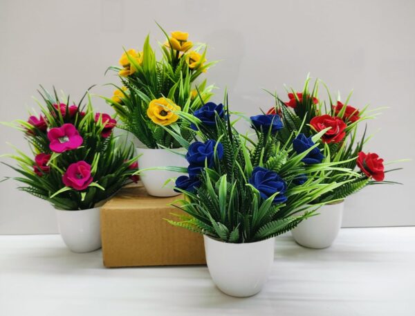 1733498361 ADIRSA Plastic Artificial Flower Faux Flower Plant For Home Office Decor Tabletop And Desk Decoration Artificial Flower For Balcony Decor Multicolour Set Of 4