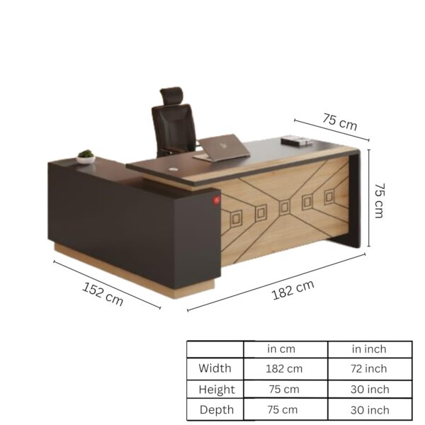 1733507220 L Shaped Office Table with a Right Side Runner Drawer RA411 by Red Apple Furniture