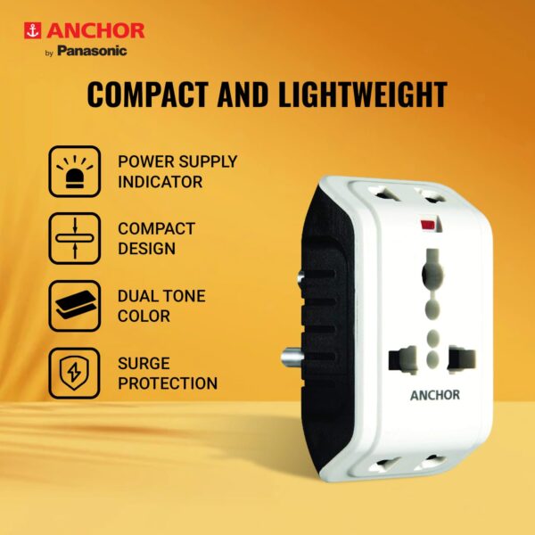 1733507721 ANCHOR 6A 3 Pin Multi Plug Socket Travel Adapter with Universal Socket 3 Pin Multi Plug Extension Socket White PK3