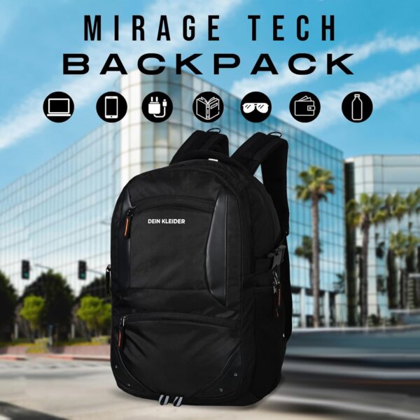 1733511362 DEIN KLEIDER Mirage 15.6 Inch Smart Tech Laptop Backpack with Water resistant fabric USB Charging Port and Anti Theft Pocket Accessories Organiser for Men Women Boys Girls