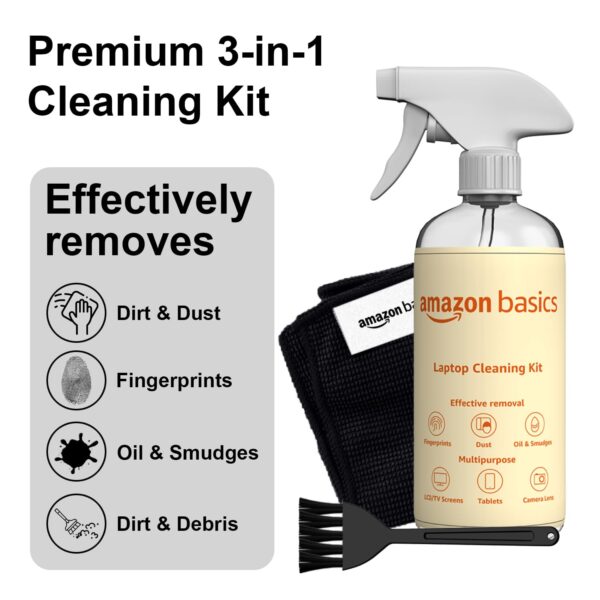 1733579172 Amazon Basics 2 in 1 Professional Screen and Lens Cleaning Kit for Lens Binocular Laptop TV Monitor Smartphone Tablet Non Toxic Formula 500 ml