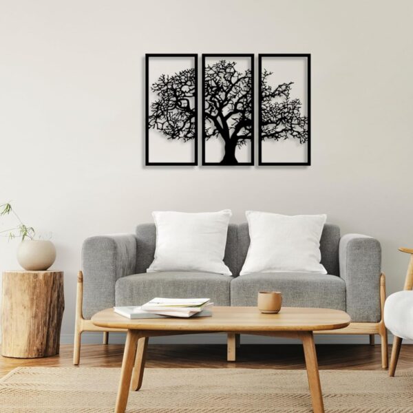 1733590397 7Decore Wooden 3 Pieces Tree Wall Art Panel Frame Wall Hanging Decoration Items for Living Room Bedroom Drawing Room Dining Room Stairs and Office. Black