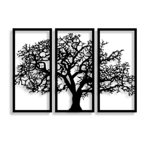 1733590404 7Decore Wooden 3 Pieces Tree Wall Art Panel Frame Wall Hanging Decoration Items for Living Room Bedroom Drawing Room Dining Room Stairs and Office. Black