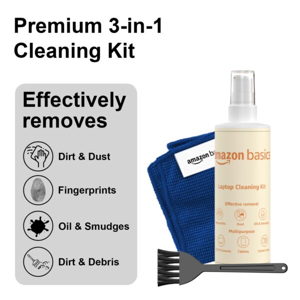 1733595979 Amazon Basics 2 in 1 Professional Screen and Lens Cleaning Kit for Lens Binocular Laptop TV Monitor Smartphone Tablet Non Toxic Formula 250 ml