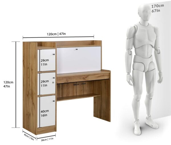 1733640749 DeckUp Plank Versa Engineered Wood Study Table and Office Desk Wotan Oak and White