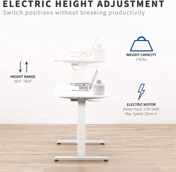 1733669871 JIN OFFICE Electric Height Adjustable Desk 100 Kg Weight Capacity3 Year Warranty Motorized Sit Stand Desk 3 Memory Preset White Frame with White Top 1200 X 750 mm25MM Thickness