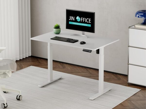 1733669879 JIN OFFICE Electric Height Adjustable Desk 100 Kg Weight Capacity3 Year Warranty Motorized Sit Stand Desk 3 Memory Preset White Frame with White Top 1200 X 750 mm25MM Thickness