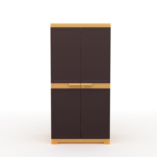 1733679960 Nilkamal Freedom Mini Medium FMM Compact Plastic Cabinet for StorageSpace Clothes OrganizerShelvesCupboardAlmariWardrobeLiving Room for Home Kitchen Office Weather Brown Biscuit