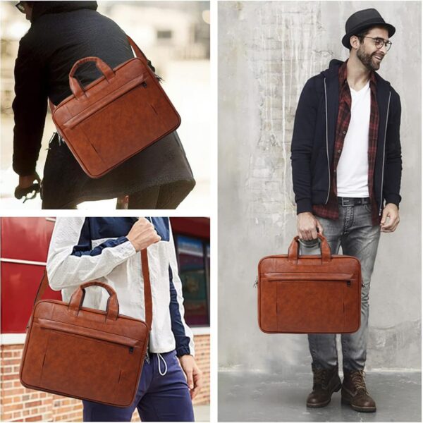 1733699246 RIONTO Messenger Bag Laptop Bag for Men PU Leather Office Bag for Men Supports Laptop Upto 15.6 inches