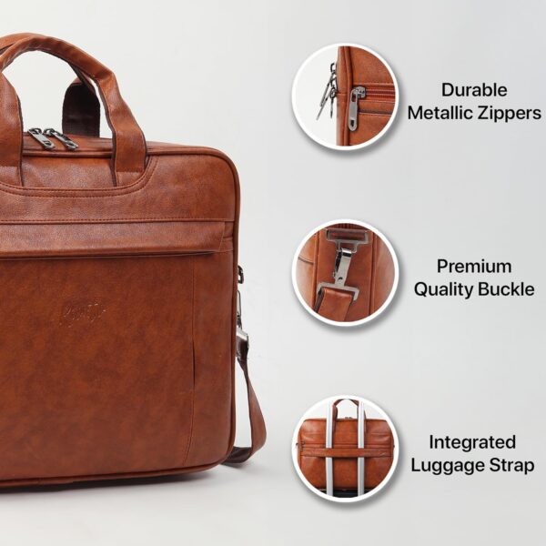 1733699248 RIONTO Messenger Bag Laptop Bag for Men PU Leather Office Bag for Men Supports Laptop Upto 15.6 inches