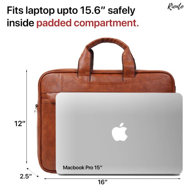 1733699251 RIONTO Messenger Bag Laptop Bag for Men PU Leather Office Bag for Men Supports Laptop Upto 15.6 inches