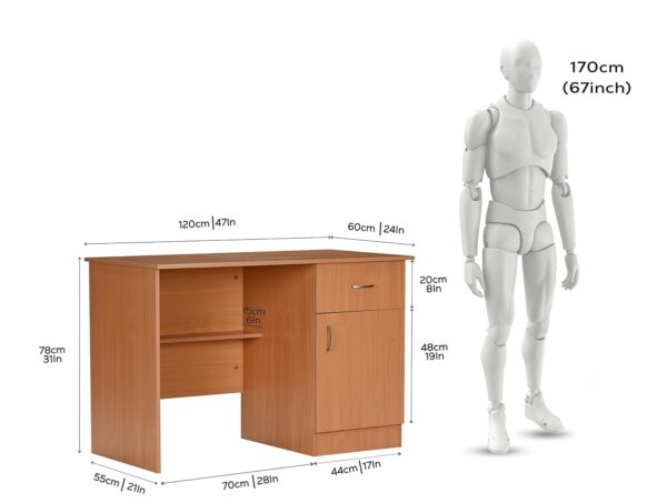 1733793872 DeckUp Hermes Engineered Wood Study Computer Table and Office Desk Bavarian Beech Matte Finish