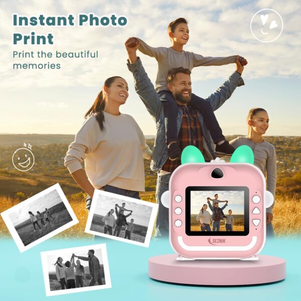 1733851635 SEZNIK Mini Camera Printer Click Photo Print Inkless Bluetooth HD Print Android iOS. Instant Print Mini B40 Pink