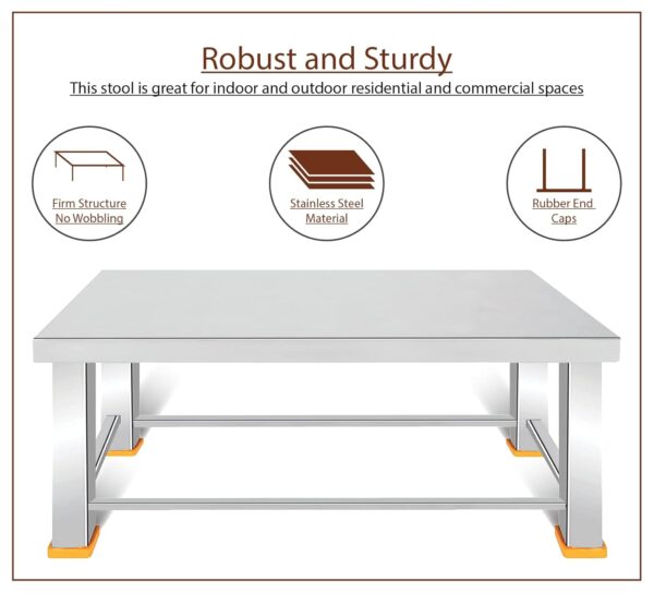 1733917018 MILAD Stainless Steel Small Stool for Home Kitchen Office Furniture etc.33 L x 20 W x 22 H CMs