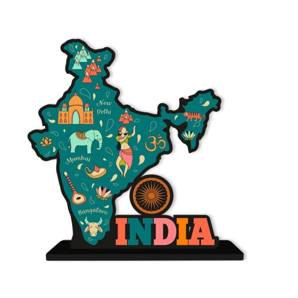 1733919427 Art Vibes Wooden Idols And Fantasy Figurine India Map Designer Table Decor For Office DeskHome DecorationLiving RoomBedroomModern Art Wood Showpieces Decorative Gifting ItemSp 1104