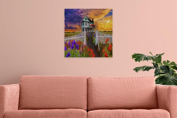 1733924652 VERRE ART Printed Framed Canvas Painting for Home Decor Office Wall Studio Wall Living Room Decoration 14x14inch Wrapped House On A Hill Completed Image Print