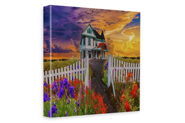 1733924655 VERRE ART Printed Framed Canvas Painting for Home Decor Office Wall Studio Wall Living Room Decoration 14x14inch Wrapped House On A Hill Completed Image Print