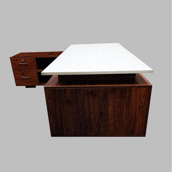 1733931472 Lakdi The Furniture Co Unique Lining Design Wooden Office CEO Director Table in Particle Board Engineered Wood Office Desk 70.87X35.43X29.53 Inch