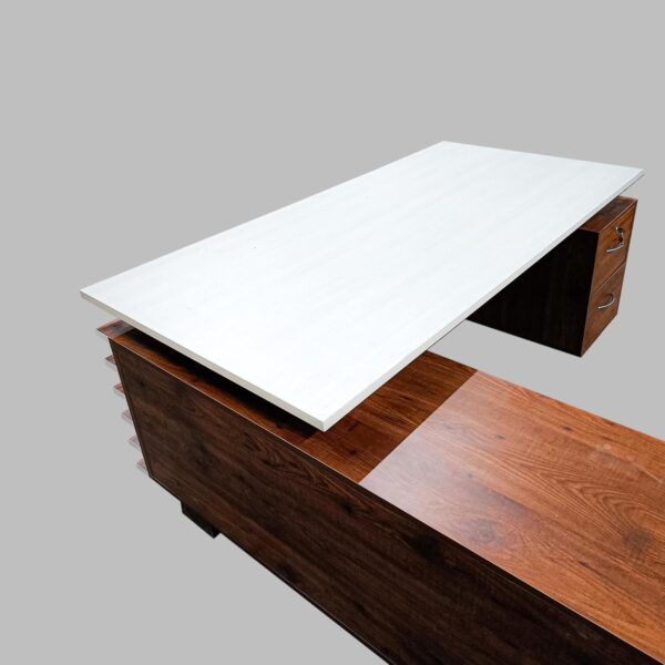 1733931474 Lakdi The Furniture Co Unique Lining Design Wooden Office CEO Director Table in Particle Board Engineered Wood Office Desk 70.87X35.43X29.53 Inch