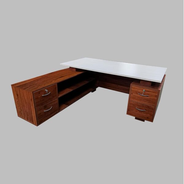 1733931479 Lakdi The Furniture Co Unique Lining Design Wooden Office CEO Director Table in Particle Board Engineered Wood Office Desk 70.87X35.43X29.53 Inch