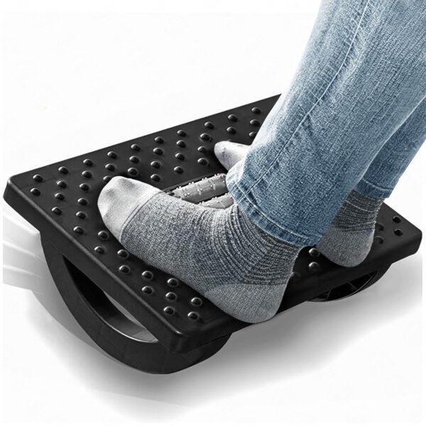 1733951647 ABOUT SPACE Rocking Footrest Acupressure Underdesk Foot Step Stool with Ergonomic Design Massage Rollers Anti Slip Base Foot Stool for Office Chair Under Table for Work Home