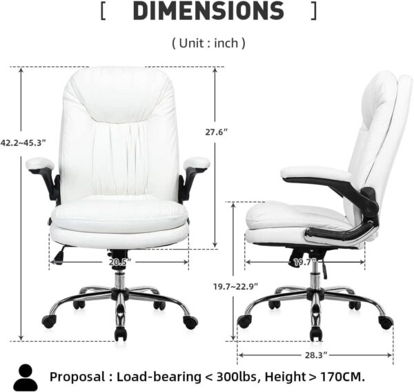 1734023135 Lakdi The Furniture Co High Back Leatherette Office Chair Director Chair with Adjustable Armrest Revolving Chair Executive Chair 111011210 White