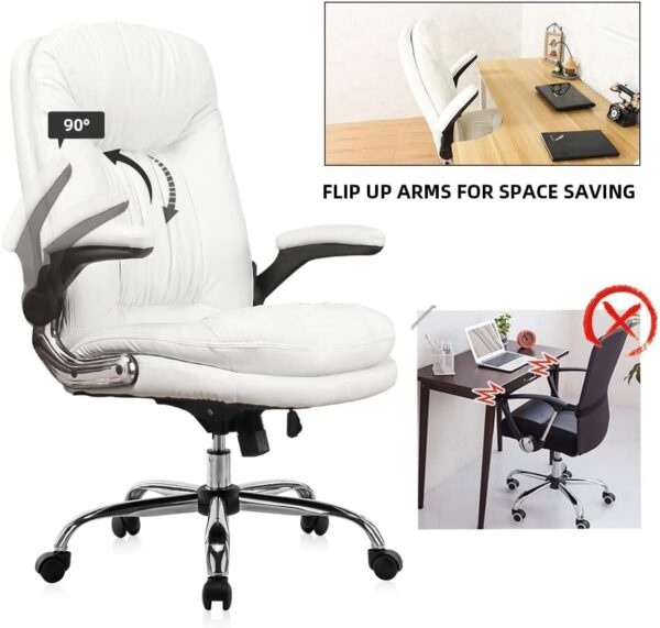 1734023137 Lakdi The Furniture Co High Back Leatherette Office Chair Director Chair with Adjustable Armrest Revolving Chair Executive Chair 111011210 White