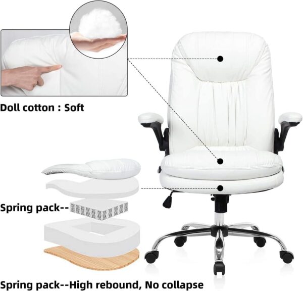 1734023139 Lakdi The Furniture Co High Back Leatherette Office Chair Director Chair with Adjustable Armrest Revolving Chair Executive Chair 111011210 White