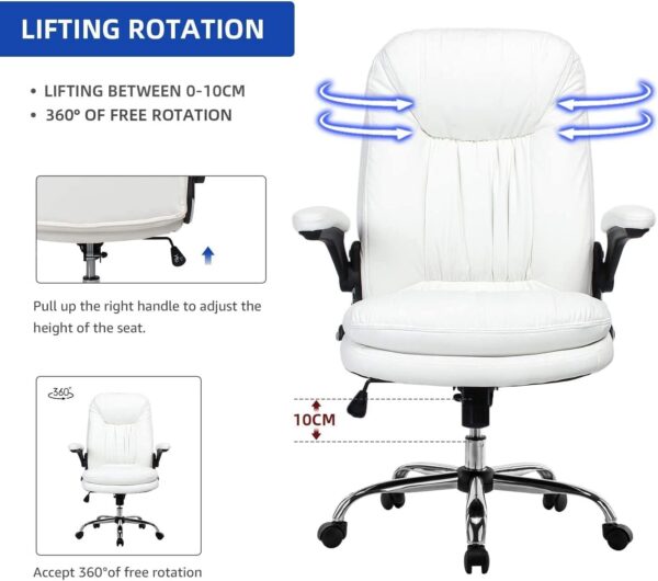 1734023141 Lakdi The Furniture Co High Back Leatherette Office Chair Director Chair with Adjustable Armrest Revolving Chair Executive Chair 111011210 White