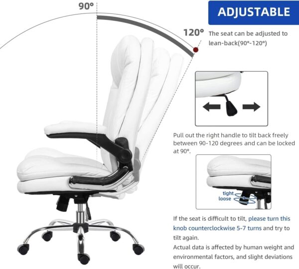 1734023144 Lakdi The Furniture Co High Back Leatherette Office Chair Director Chair with Adjustable Armrest Revolving Chair Executive Chair 111011210 White