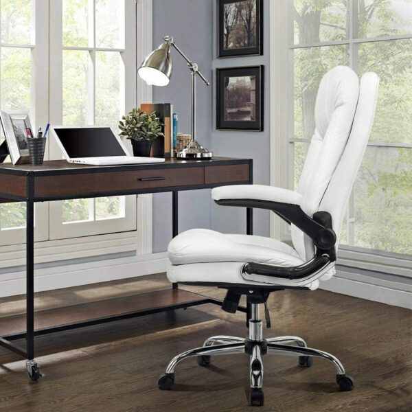 1734023146 Lakdi The Furniture Co High Back Leatherette Office Chair Director Chair with Adjustable Armrest Revolving Chair Executive Chair 111011210 White