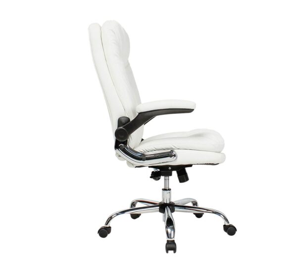 1734023148 Lakdi The Furniture Co High Back Leatherette Office Chair Director Chair with Adjustable Armrest Revolving Chair Executive Chair 111011210 White