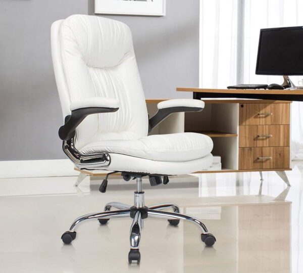 1734023151 Lakdi The Furniture Co High Back Leatherette Office Chair Director Chair with Adjustable Armrest Revolving Chair Executive Chair 111011210 White