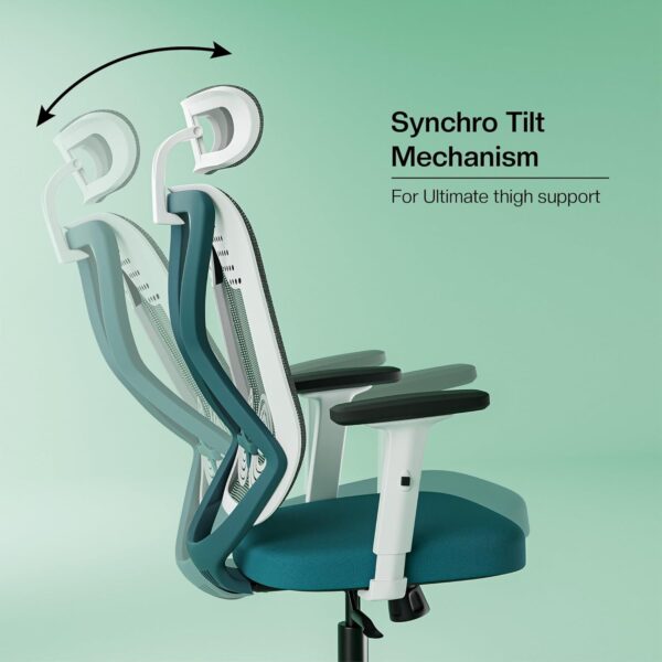 1734036414 Green Soul Zodiac Lite Office Chair Flybird Ergonomic Design Adjustable Armrests Synchro Tilt Mechanism Adjustable Lumbar SupportMesh Fabric No Seat Slider White Blue