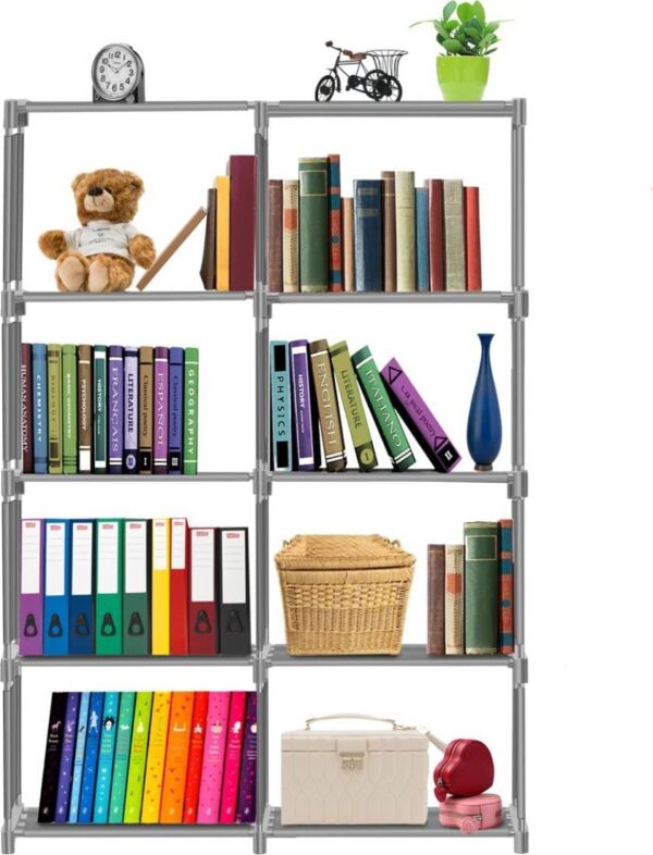 1734087323 Danzera Multipurpose Bookshelf for ChildrenStorage Shelve for Books Storage OrganizerBookcase for Home FurnitureCabinet Shelves for Bedroom Office. Plain Grey 8 Shelf