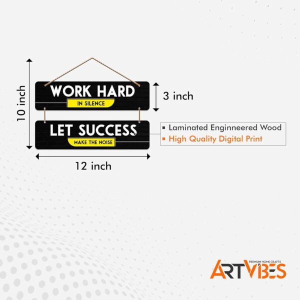 1734101156 Artvibes Work Hard Motivational Quote Wall Hanger for Home Decor Office WH 5406N Set of 2Multi 6