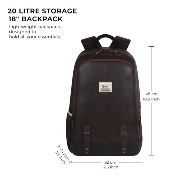 1734113107 Gear Classic 20L Small Faux Leather Water Resistant Anti Theft Laptop Backpack