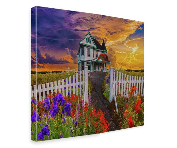 1734144015 VERRE ART Printed Framed Canvas Painting for Home Decor Office Wall Studio Wall Living Room Decoration 14x10inch Wrapped House On A Hill Completed Image Print