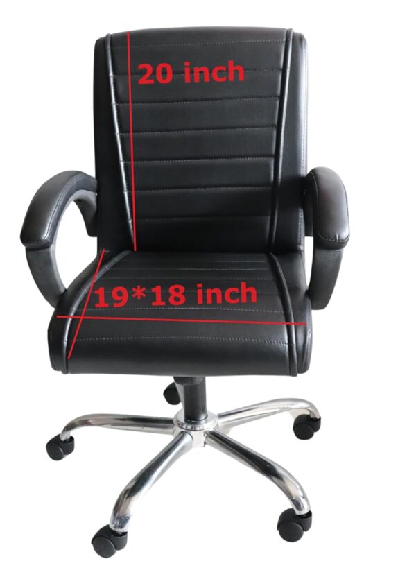 1734145406 Goyal steel furniture Revolving Chair for Principal Manager Office with arm Rest with Wheels and Cushioned seat Back 1 Black Steel Frame