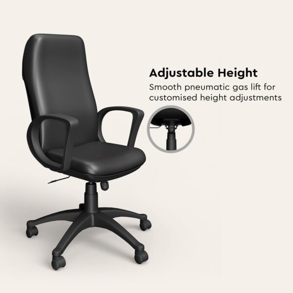 1734185661 GODREJ INTERIO Pride Premium Leatherette High Back Executive Ergonomic Chair Office ChairBoss ChairStudy ChairRevolving Chair 1 Year Warranty Heavy Duty Nylon Base Black