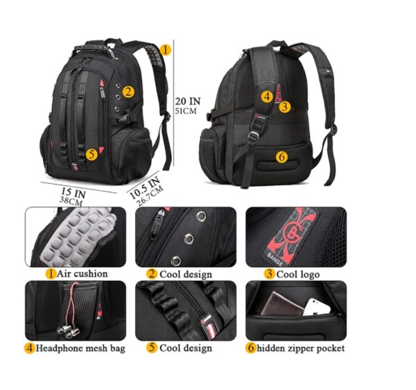 1734200815 Red Lemon Swisslook Polyester Bange Series 45L 15.6 inch Laptop Bags Backpack for Men and Women Semi Waterproof USB with Anti Theft Pocket Travel Backpack