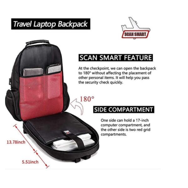 1734200817 Red Lemon Swisslook Polyester Bange Series 45L 15.6 inch Laptop Bags Backpack for Men and Women Semi Waterproof USB with Anti Theft Pocket Travel Backpack