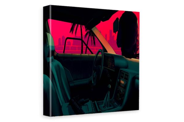 1734222649 VERRE ART Printed Framed Canvas Painting for Home Decor Office Wall Studio Wall Living Room Decoration 14x14inch Wrapped Retro Car Image