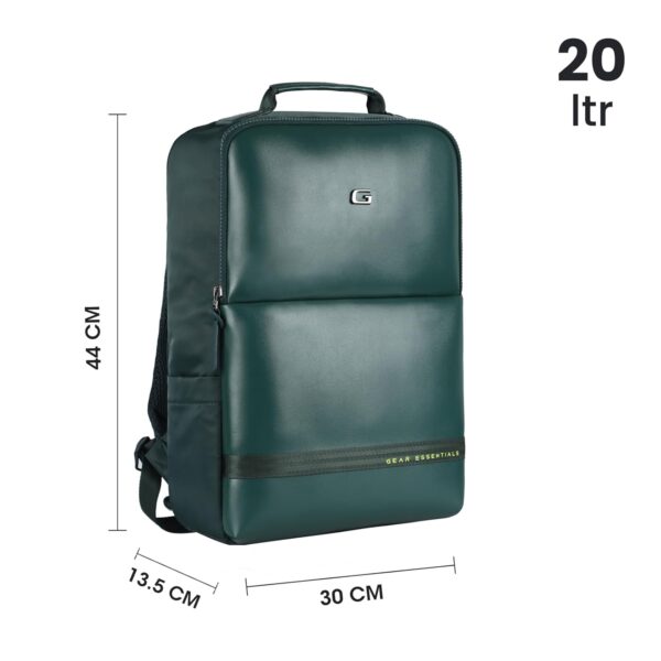 1734234769 Gear Elevate Faux Leather 20L Water Resistant Anti Theft BackpackLaptop BagOffice Bag with RainCover for MenWomen Green