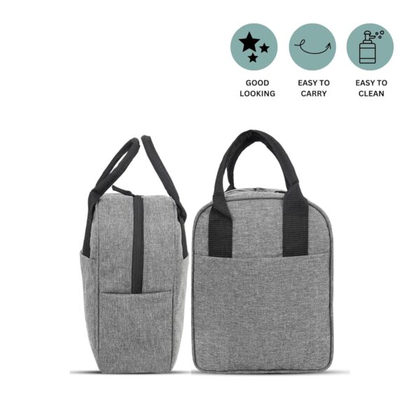 1734243970 Alt Co Insulated Lunch Bag for Office for Women and Men Leakproof Tiffin Carry Bag for Office College and School with Strong Handles Wide Pockets and Bottle Holder Grey